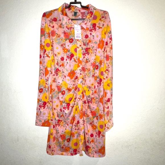 NWT WILD FABLE Floral Print Button down Shirtdress SZ XL - Picture 1 of 6